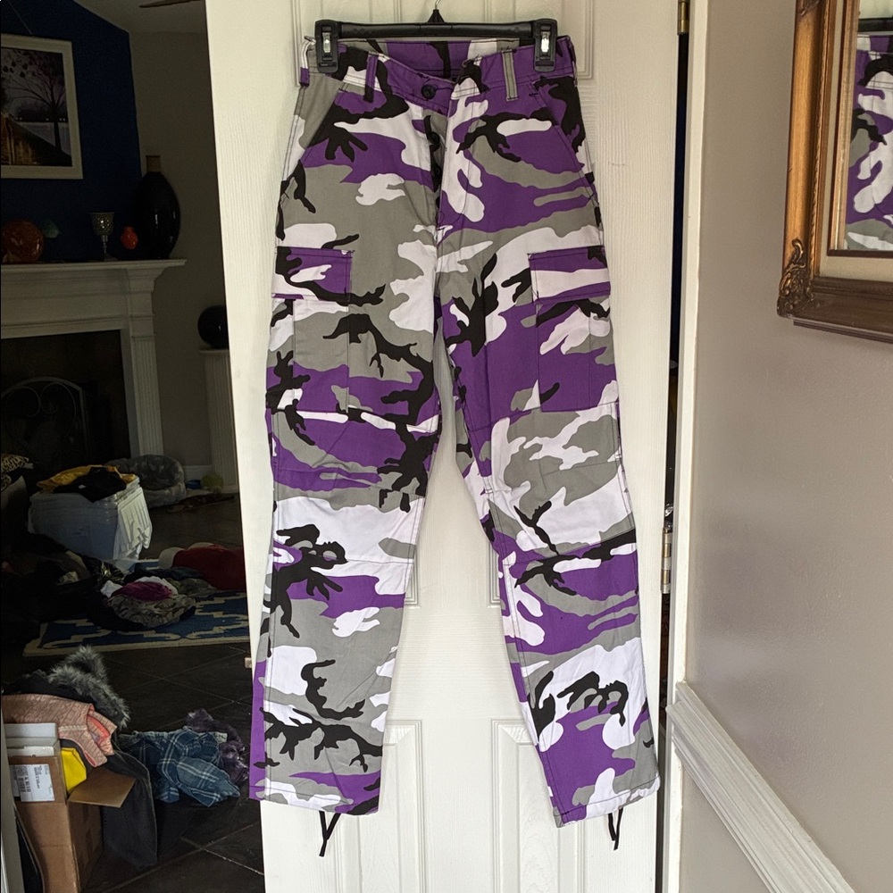 Purple and Gray Camouflage Women's Cargo Pants